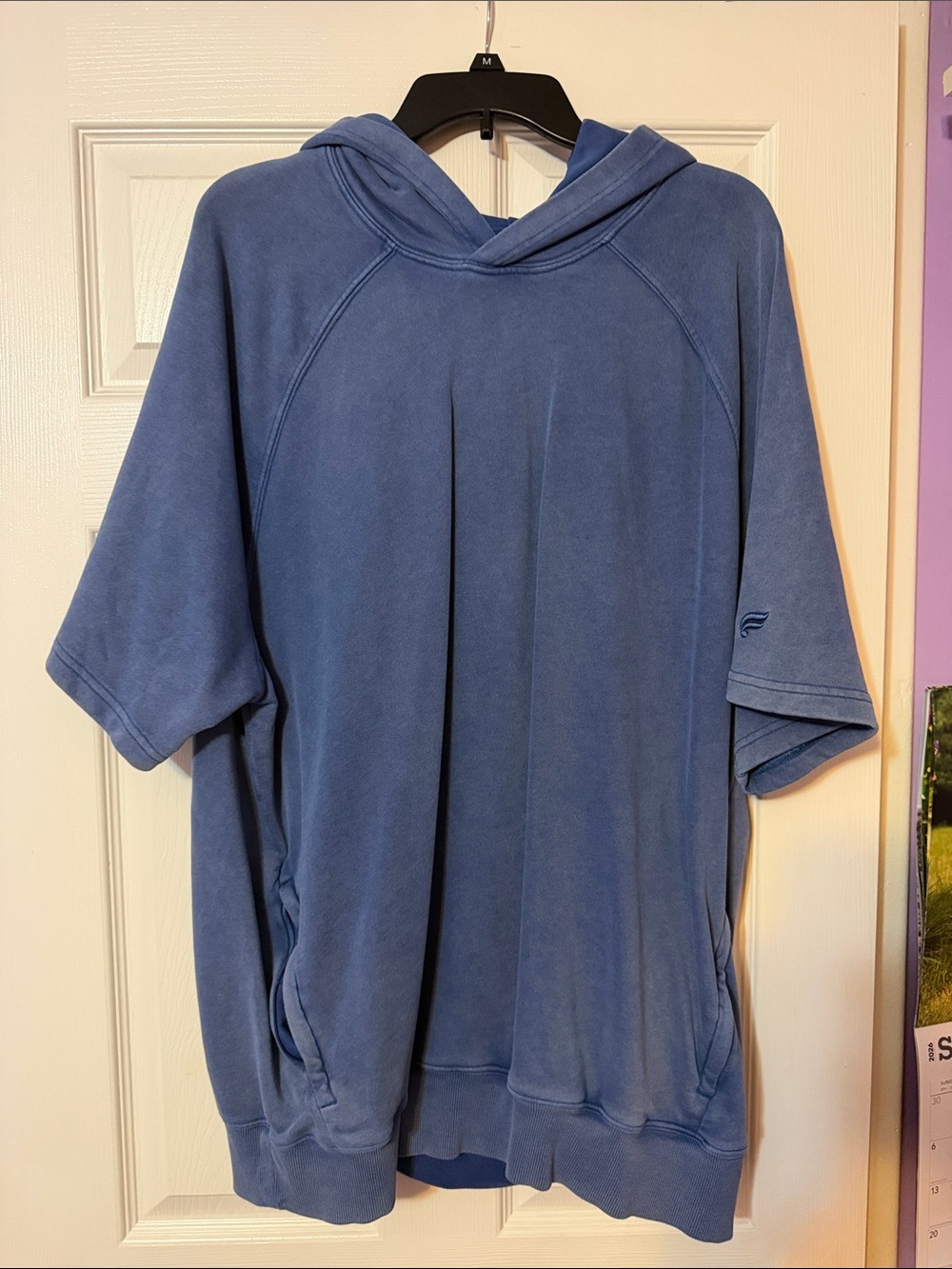 Fabletics Blue Hooded Short-Sleeve Pullover